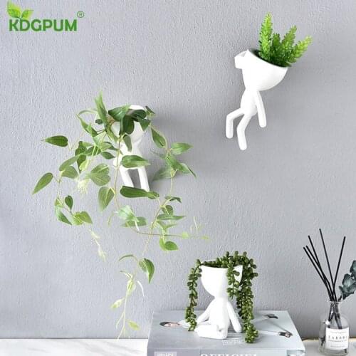 Wall Hanging Character Portrait Flower Pot Resin Succulents Plant Pot Abstract Sculpture Human Face Flower Pot Home Vase Decor
