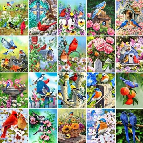 2020 New Bird Diamond Painting Flower and Bird 5D DIY Full Diamond Embroidery Cross Stitch Rhinestone Mosaic Home Decoration