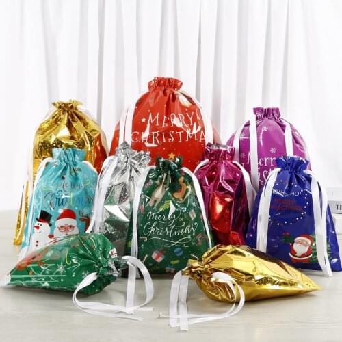 New Gold Silver Bag Fabric Gift Bag Aluminium Foil Cloth Bag Drawstring Wedding Gift Bag for Wedding Christmas Party Candy Bag