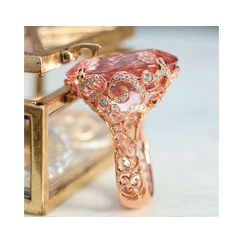 JK New Arrival Engagement Ring Fashion Rose Gold Color Proposal Ring For Women With Cute Clear Pink CZ Stone Trendy Jewelry