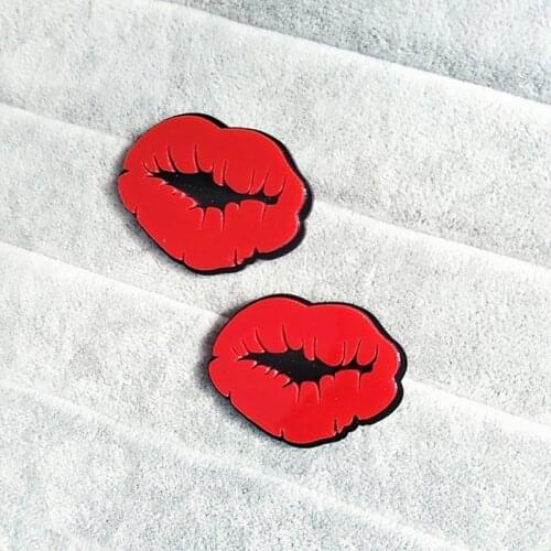New Punk Unique Red Lips Acrylic Earrings Geometric Lip Shaped Stud Earrings For Women Sexy Night Club Party Jewelry Accessories