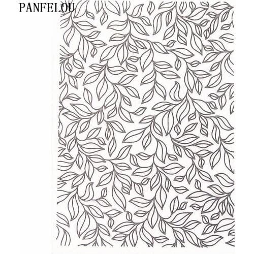 PANFELOUA pile of leaves Embossing folders Plastic For Scrapbooking DIY Template Fondant Cake Photo Album Card Making
