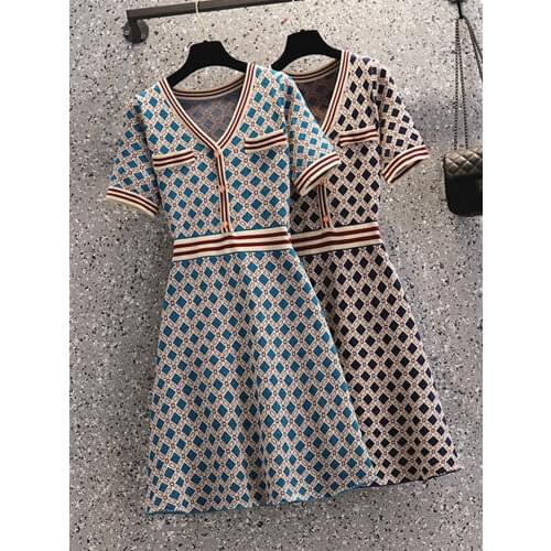 L-4XL Autumn Runway Sweater Dress Women V-Neck Long Sleeve Lattice Elastic Knitte A-Line Dresses Vestidos Plus Size