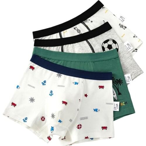 Beach Football Boys Underwear Kids Boxer 100% Cotton Boy Shorts Bottoms Boys Clothes for 3 4 6 8 10 12 14 Years Old OMGosh