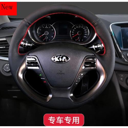 Hand-Stitched Leather Car Steering Wheel Cover for Kia K4 Forte K3 Sportage R K2 Cerato K5 Cadenza KX3 Car Accessories