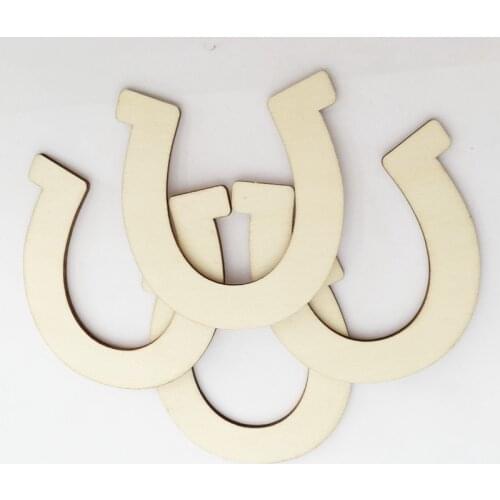 24PCS Blank DIY Wooden U Shape Embellishments for DIY Crafts DIY Festival Party Crafts Tree Shaped Wood Craft