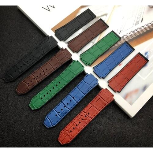 Luxury brand real cow leather For Hublot strap for Big Bang belt Men Watchband 25*17mm watch band logo on stainless buckle tools
