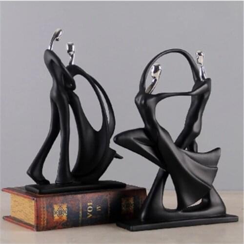 Modern Abstract Black Human Sculpture Statue Esin Jewelry Home Decoration Accessories Gift Geometry Resin Couple Sculpture
