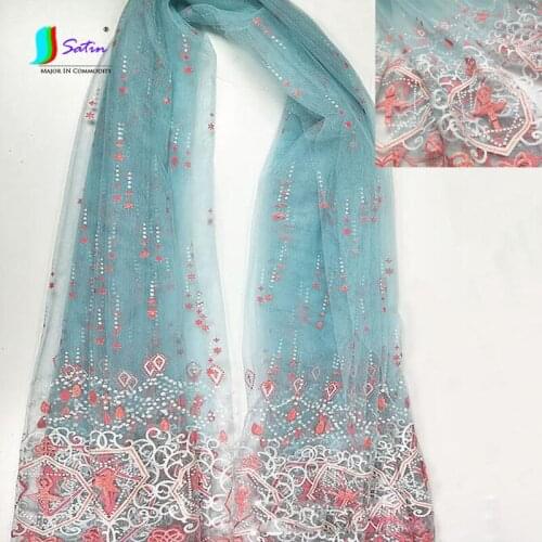 Light Blue Glitter Ballet Girl Mesh Fabric DIY Handmade Princess Skirt Dress Photo Background Stage Decoration Fabric