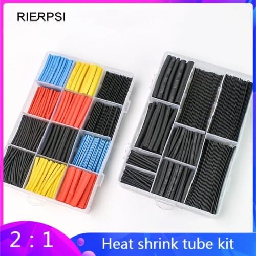 Bagged/boxed 2：1 Thermoresistant Shrinking Tubing Assorted Wire Cable Insulation Sleeving Thermoresistant tube Heat Shrink kit
