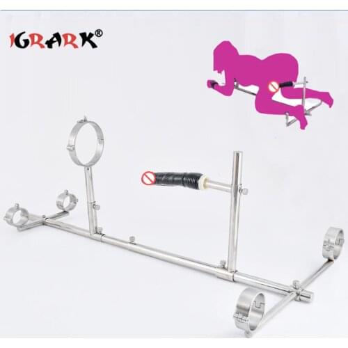Sex Toy Screw Lock Stainless Steel Bondage Frame Dog Slaves BDSM Devices Set Handcuffs Wrist Cuffs Fetters Anklet Collar Dildo
