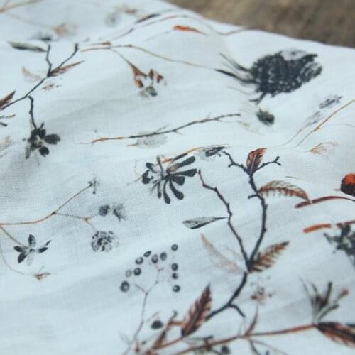 High end ramie fabric Herb printing tissu Dress cheongsam shirt material