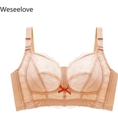 Weseelove Lace Bralette Summer Top Thin Brassiere Girl Push Up Plus Size Lace Bras for Women Full Coverage Wire Free Bra X53-1