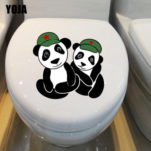 YOJA 22.8X21.7CM Family Animal Panda Toilet Sticker BedRoom Home Wall Decal Decoration T3-1164