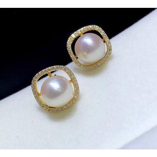YIKALAISI 925 Sterling Silver Natural Freshwater Pearl Earrings Jewelry For Women 8-9mm Pearl Earrings Wholesale