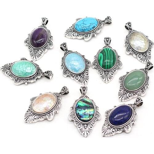 1pcs Natural Egg Shape Shell Lapis Lazuli Stone Pendants for DIY Earring Necklace Jewelry Making Accessories Gift Size 30x55mm