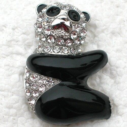12pcs/lot Wholesale Animal Jewelry gift Brooch Rhinestone Enamel Panda Pin brooches C101646