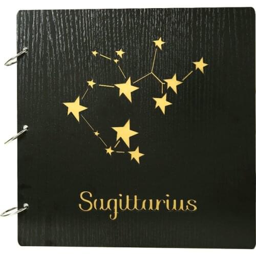 Twelve Constellations Black Handmade Wood Cover Photo Albums Memory Record Personalized Wedding Birthday Scrapbook Album Gifts