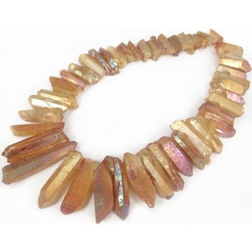 15.5inch/strand Long Crystal Pillar Finish Champagne Crystal Point Pendant Wholesale Mystic Titanium Necklace Craft Supplier