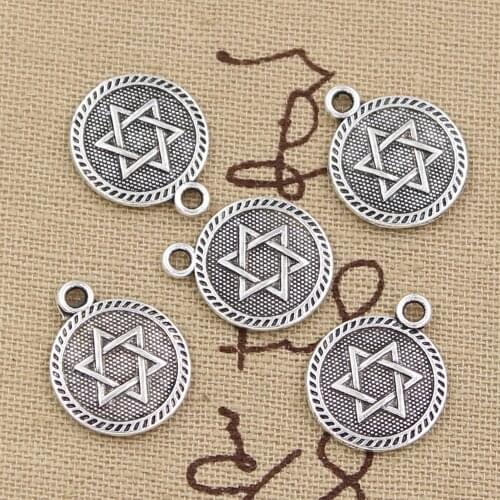15pcs Charms Star Of David Shield Of David 18x15mm Antique Silver Color Pendants Making DIY Handmade TibetanJewelry