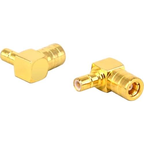 2 Pieces RF Coaxial Coax Adapter SMB male to female rightangle RF Connector Straight Brass Gold Plating Connector
