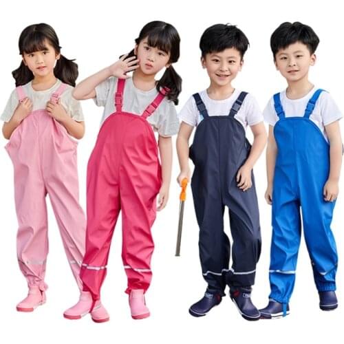 2021 Rain Baby Girl Overalls Waterproof Boy Jumpsuit Sport Children Pants Outdoor Toddler Kids Trousers Teenager Playing Clothes