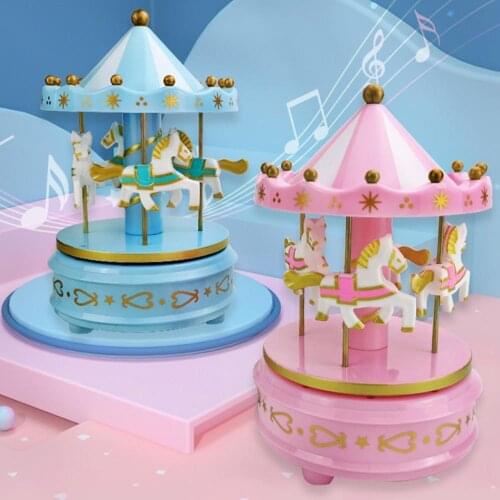 2021 Cute Merry-Go-Round Carousels Music Box Birthday Present Ornament Decoration Christmas Wedding Birthday Gift Decor