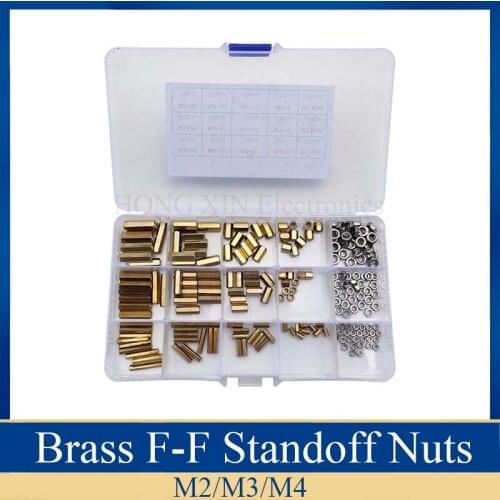 210pcs Female-Female Brass Hex Standoff Threaded Spacer Board Hollow Pillars Nut Assortment kit
