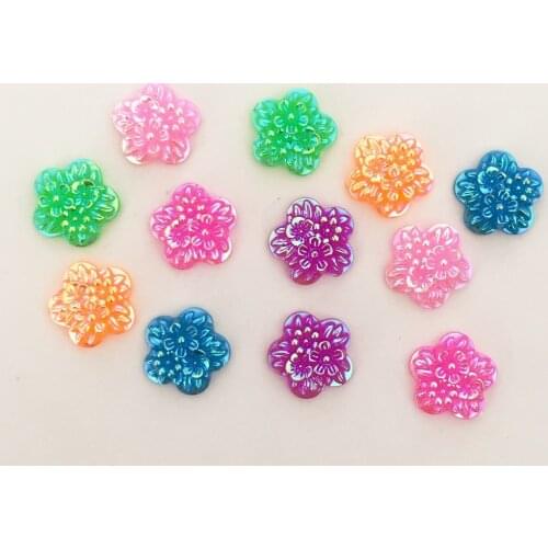 30 pieces/lot) Resin 12MM AB color flower FlatBack Appliques/wedding DIY craft C23A