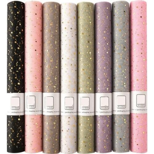 4.5M*48CM/Roll Gold Star Moon Yarn Scrapbook Decorate Gauze Florist Materials Flowers Bouquet Gift Wrapping Craft Supplies Paper