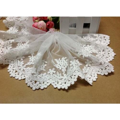 5Yards Lace Cotton Beautiful Lace Ribbon 13cm Sewing Fabric DIY Handmade Craft White Applique Lace Trim For Wedding Dress YY277