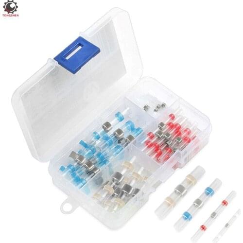 50Pcs Waterproof Solder Seal Wire Connectors Seal Heat Shrink Butt Wire Connectors Solder Sleeve Terminals Insulated Marine Auto
