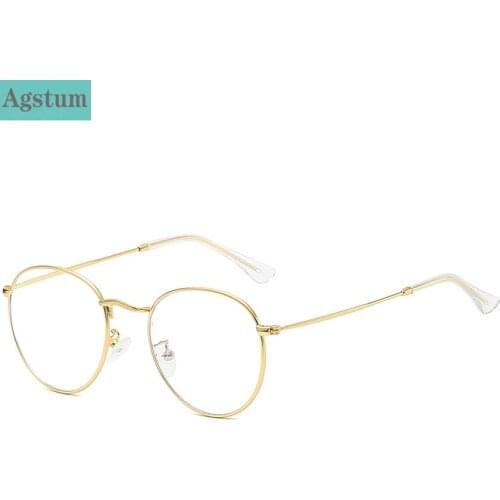 Agstum Retro Anti Blue Light Glasses Frame Metal Round Optical Sepectacles Plain Eyeglasses Eyewear For Men Women Unisex
