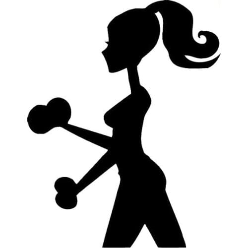 Car- stying Cute Girl Fitness Dumbbell Cartoon Car Styling Vinyl Car Sticker Vinyl Graphics Decals Jdm