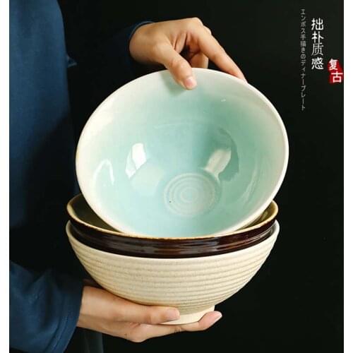 FANCITY Creative noodle wrist, large ramen bowl, ceramic millet porridge bowl, noodle bowl, beef soup noodle bowl