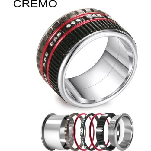 Cremo Black Titanium Stainless Steel Rings Interchangeable Accessories Wedding Ring Set Femme Bijoux Argent Band