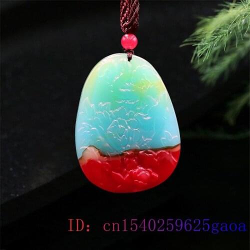 Color Jade Flower Pendant Carved Women Phoenix Jadeite Natural Necklace Jewelry Gifts Charm Chinese Amulet Gemstone Fashion