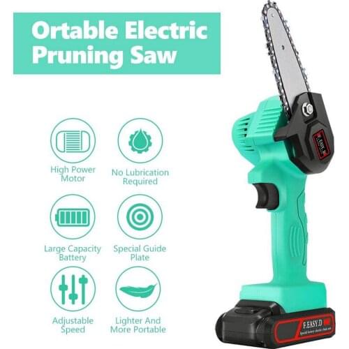 24V 4 Inch Mini Electric Chainsaw Electric Cordless Chainsaw Hand Held Pruning Reciprocating Recip Sabre Saw with Two Batteries