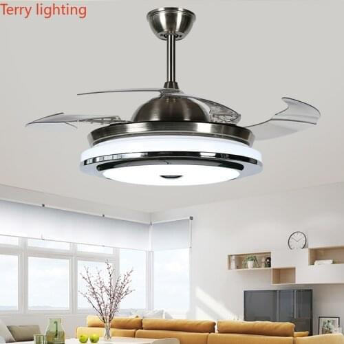 European style modern high quality invisible ceiling fan lamp acrylic led ceiling fan 110V / 220V wireless control ceiling fan l
