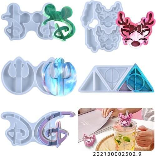 Diy Resin Mould Crystal Epoxy Mold Creative Straw Leisure Accessories Silicone Mold Topper Straw Mold Cake Decorating Tools