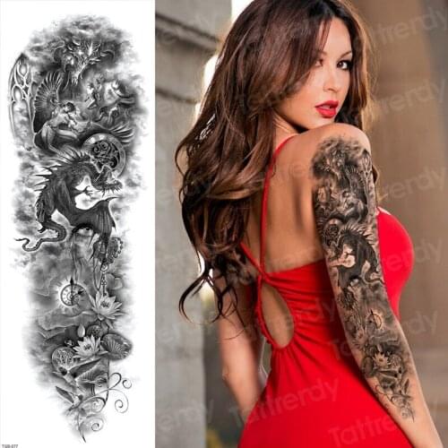 Fake tattoo skull beauty stickers bikini tattoo sleeves arm tattoos oversleeve large tattoo black temporary tatoo sticker god