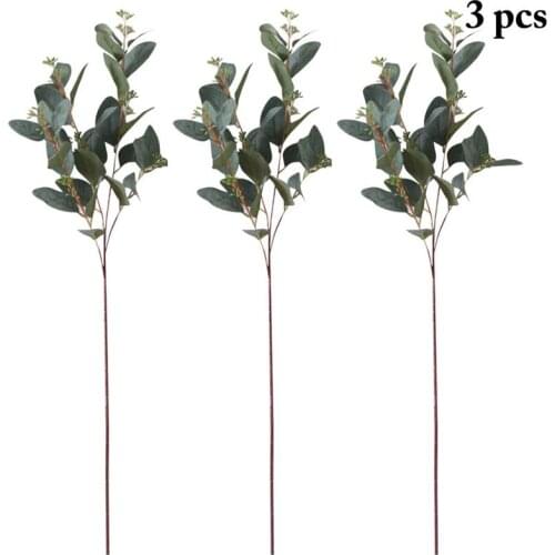 3PCS/1Set Fake Eucalyptus Greenery Home Office Decor Green Plant DIY Bridal Bouquet Wreath Artificial Greenery For Weddings