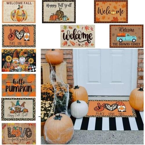 Thanksgiving Home Autumn Dwarf Front Door Door Mat Carpet Floor Mat Decoration Welcome Mats for Front Door Kitchen Living Room