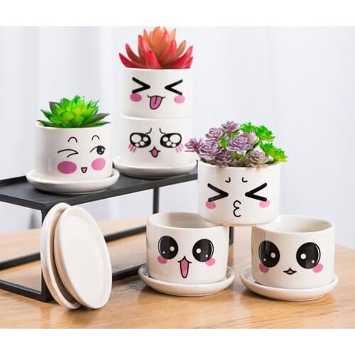 Ceramic Cute Fleshy Flowerpot Pocelain Plants Home Bonsai Decor Office Micro Landscape Decoration Garden Pots For Plants