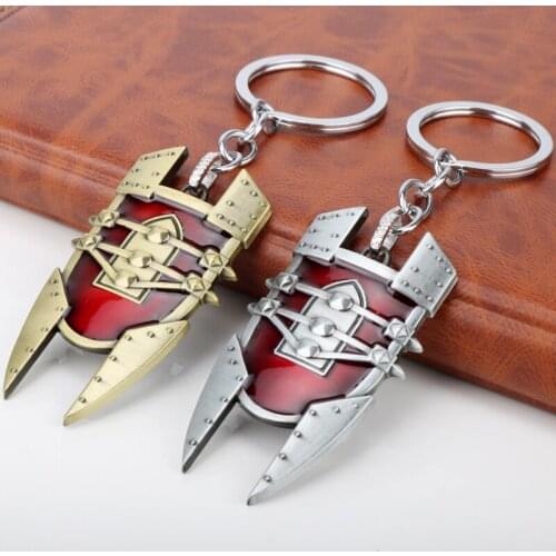 LOL Aegis Shield Weapon Model Pendants Key Chains for souvenir Man Boys Key Rings Jewelry