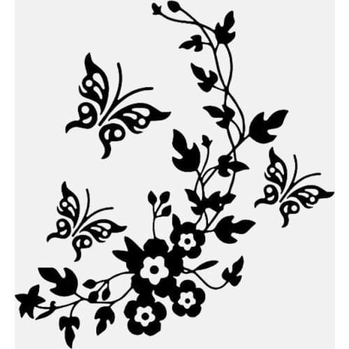 Lovely Flowers and Butterflys Inspired Design Decor Art Decal KK Cover Scratches Car Sticker Pvc 14cm X 15.3cm