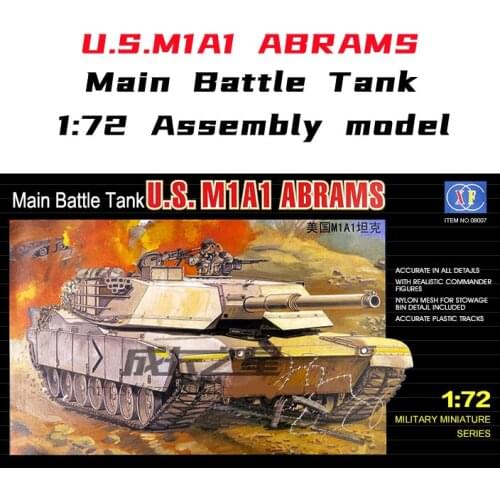 1/72 M1A1 Main Battle Tank Model U.S. Army Tank Assembly Model DIY Military Chariot