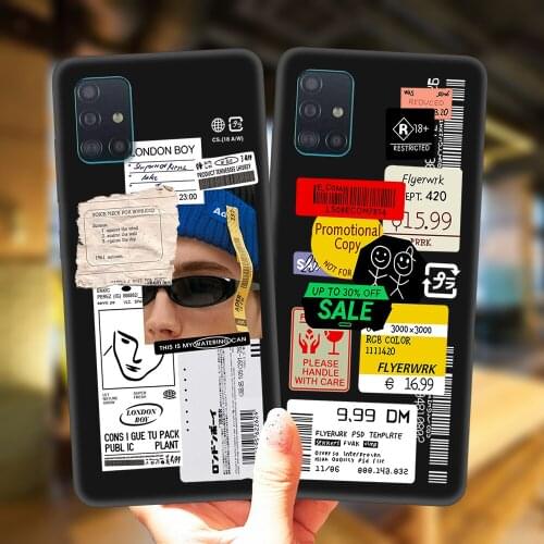 For Samsung A52 A72 A51 A71 A50 A70 A02 A12 A42 A32 A31 A21S A41 A40 A30 A20 A11 Case Luxury Retro Bar Code Label Art Soft Cover