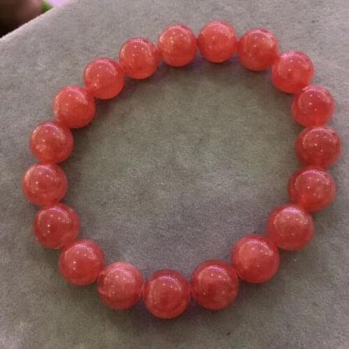 10.3mm Genuine Natural Red Rhodochrosite Gemstone Women Bracelet Love Clear Round Beads Men Fashion Best AAAAA