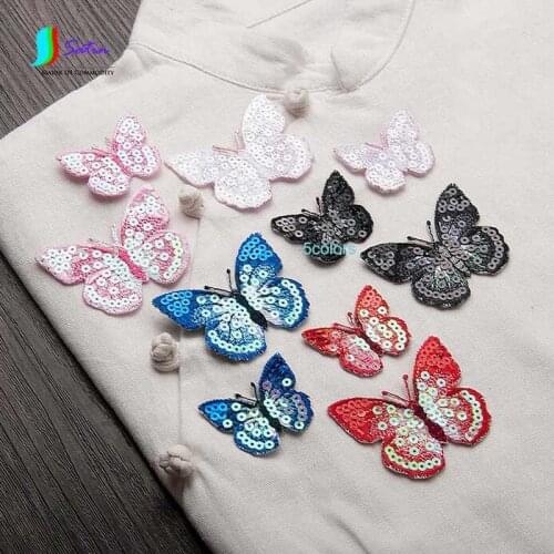 Sewing Necessary Accessary Colorful Butterfly Shaped Sequin Embroidery Clothes Stickers with Back Glue S0032